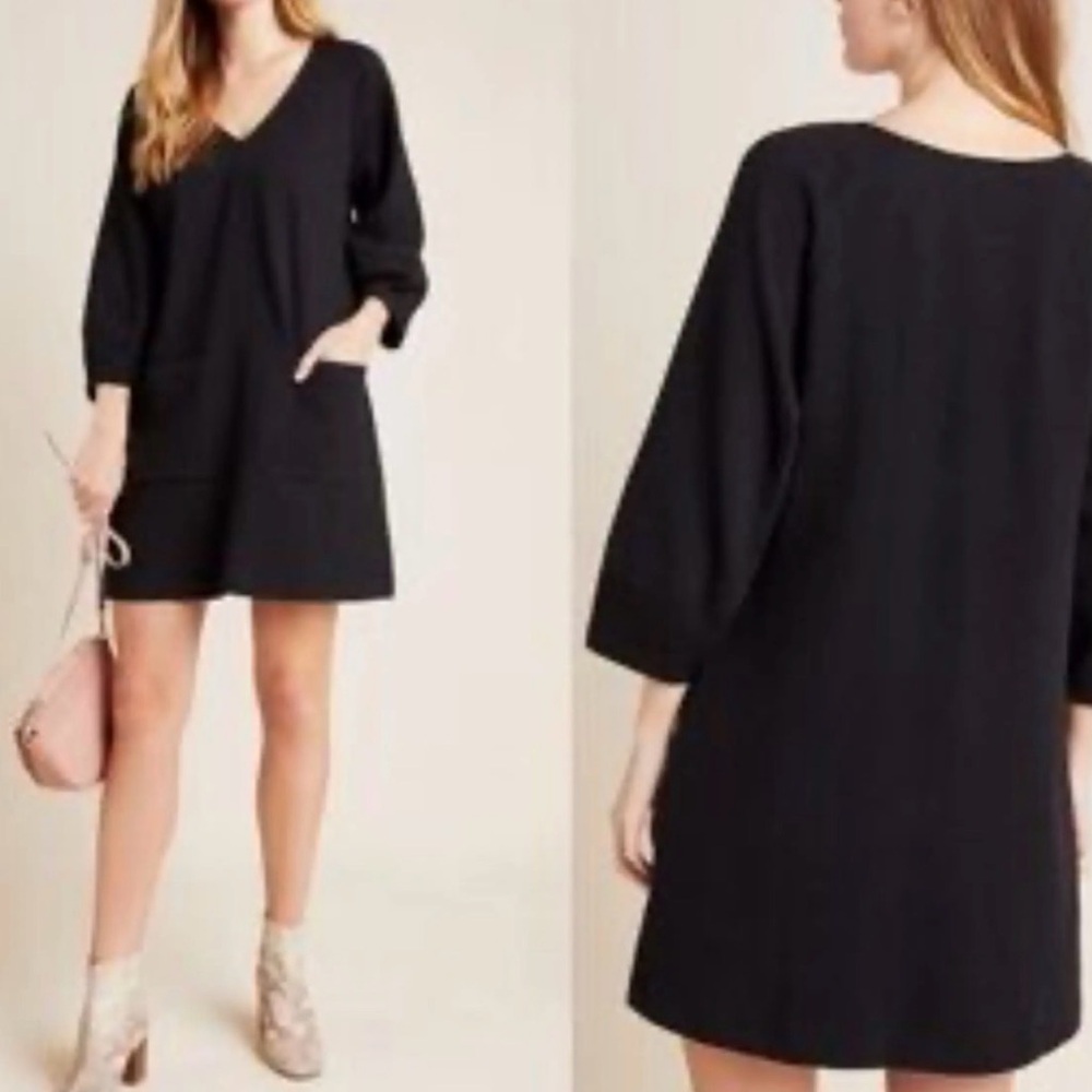 Maeve Angelika Tunic pocket dress black texture size small‎